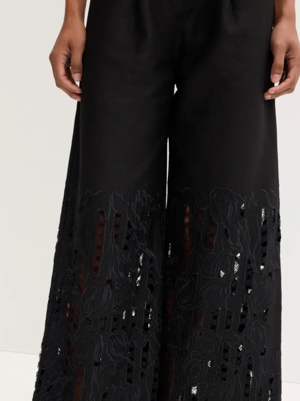 Sabina Musáyev MSRP $425 Black Bender Pants Wide-Leg Lace-Panel Pants - Picture 4 of 10